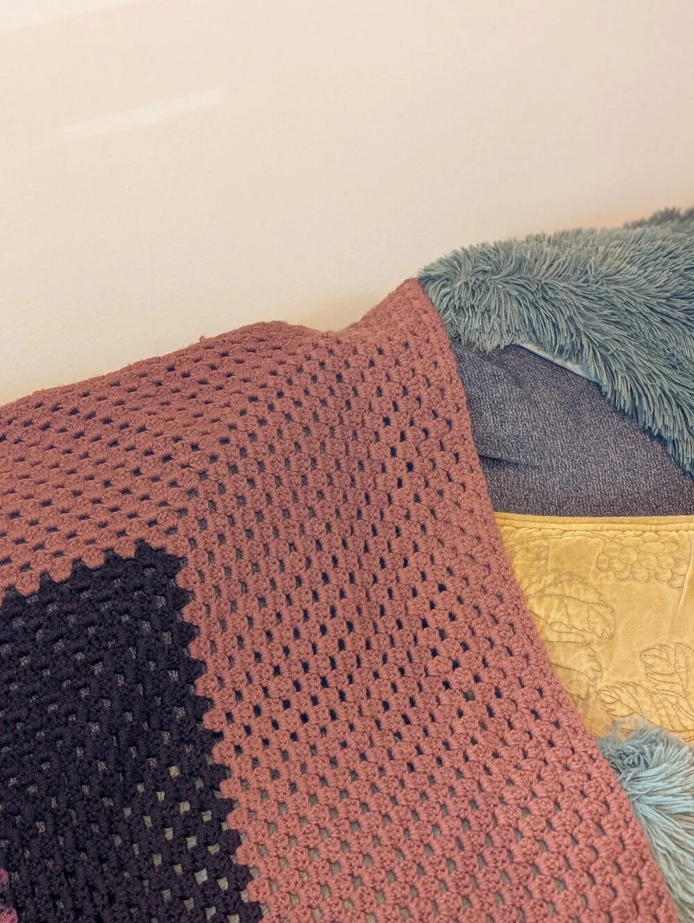 Handmade Crochet Granny‎ Square Afghan Throw Blanket Boho Cottagecore 66